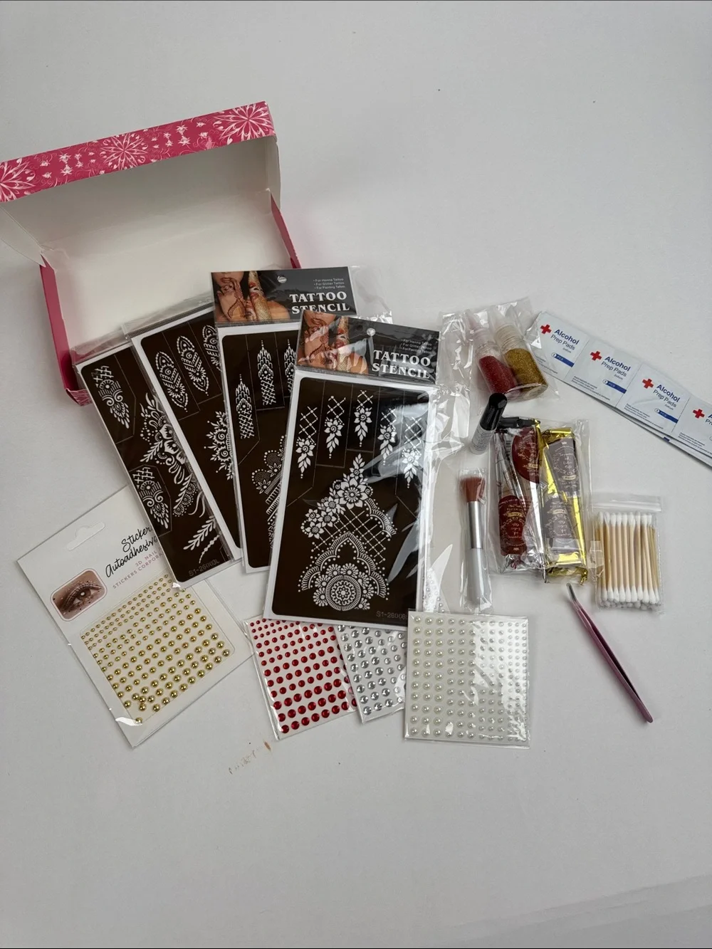 Temporary Tattoo Kit - Red and Gold Henna Style